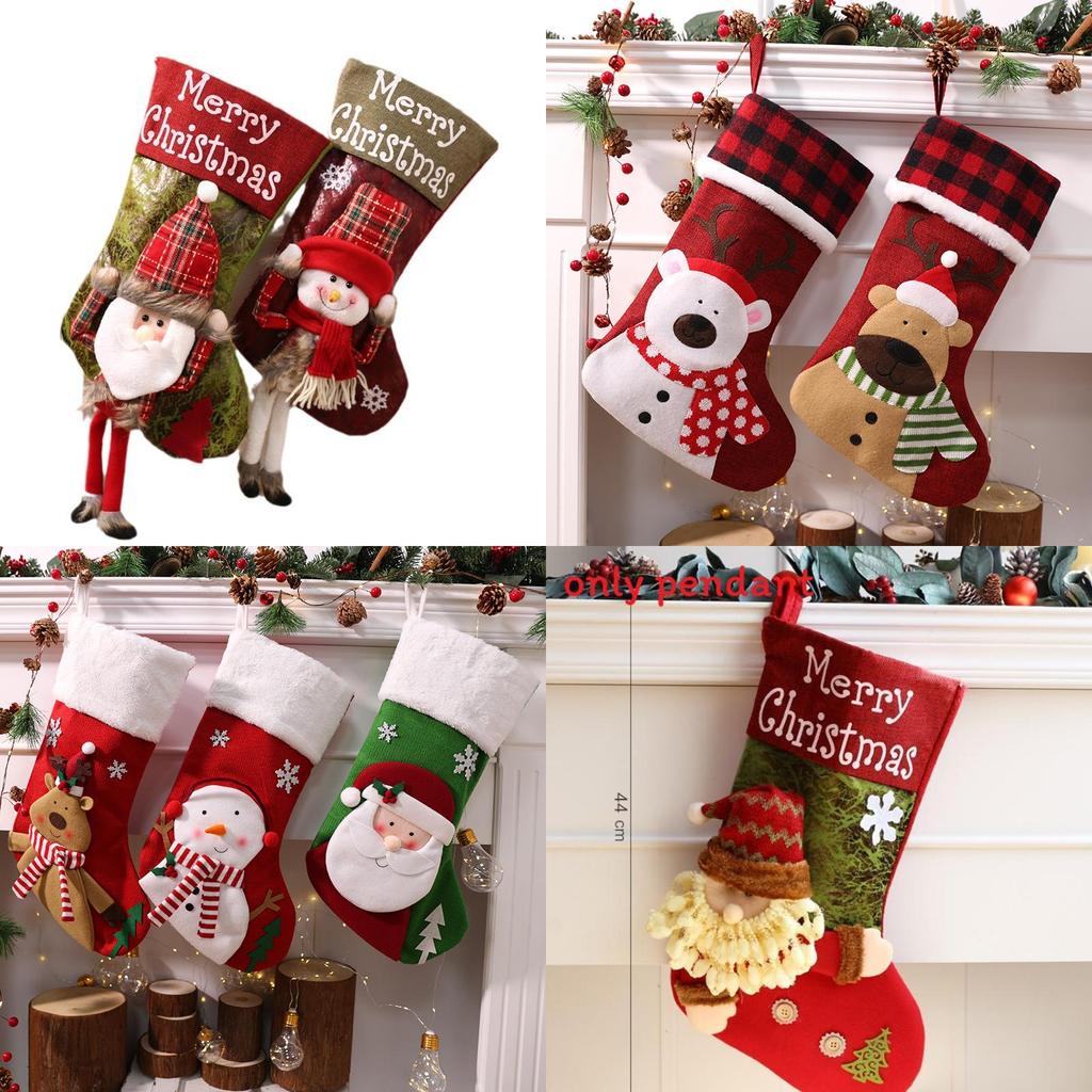 Cute Santa Claus Snowman Elk Socks Shaped Pendant For Holiday Decor