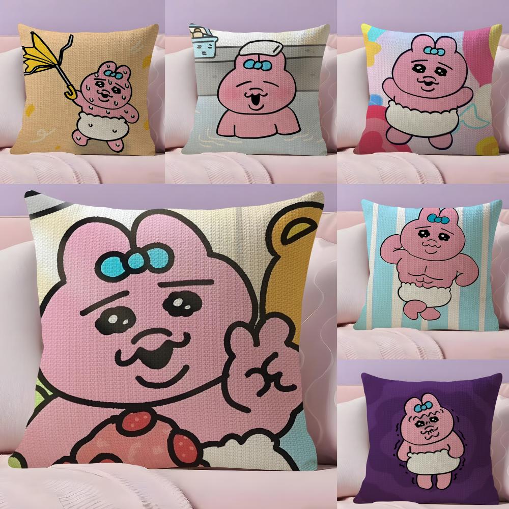 OOpanchu UsagiI Cartoon Cushion Cover Natural Linen Pillow Case DoubleSided Print Decorative Sofa Pillowcase Home Decor Gift
