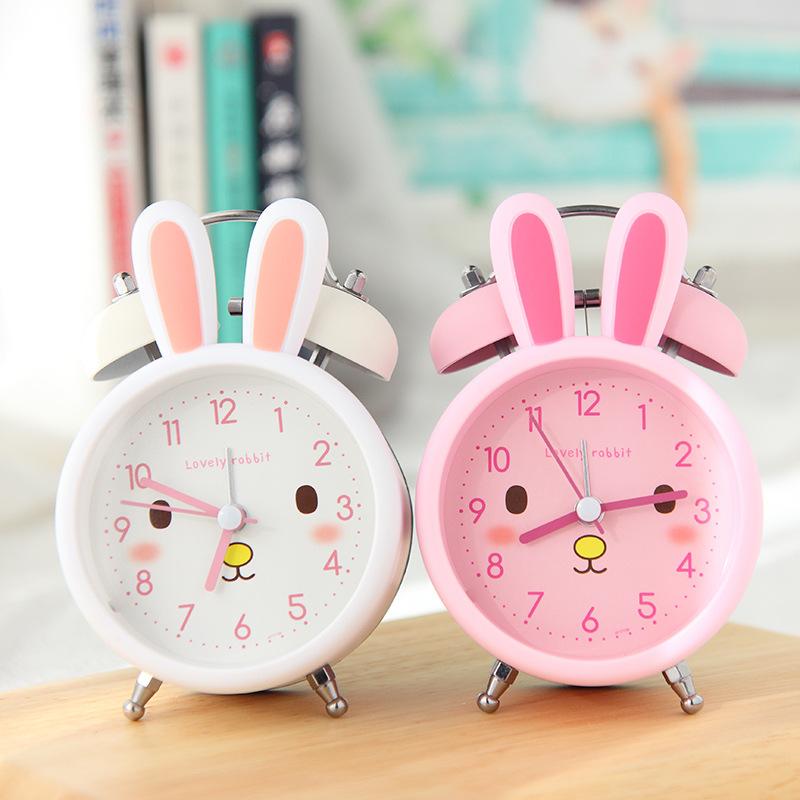Ringtone Sounds Loudly Children's Bedside Luminous and Silently Cartoon Frosted Rabbit Ringing Alarm Clock When Walking on The Bedside