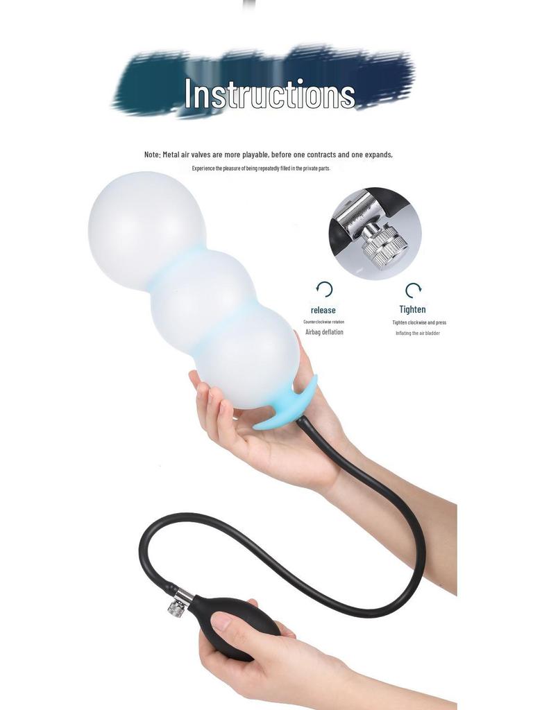 Extra Large Luminous Inflatable Anal Plug with Rolling Ball for Male/Female Use