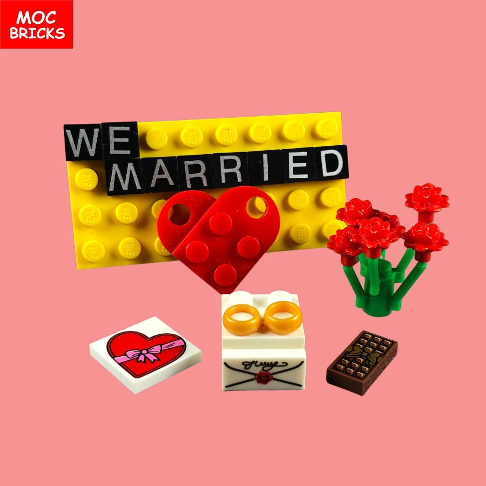 MOC Bricks Figure bracelet diamon bride groom Marriage Marry wedding Chain Constructing Blocks Assembled Children Friends Playthings Present