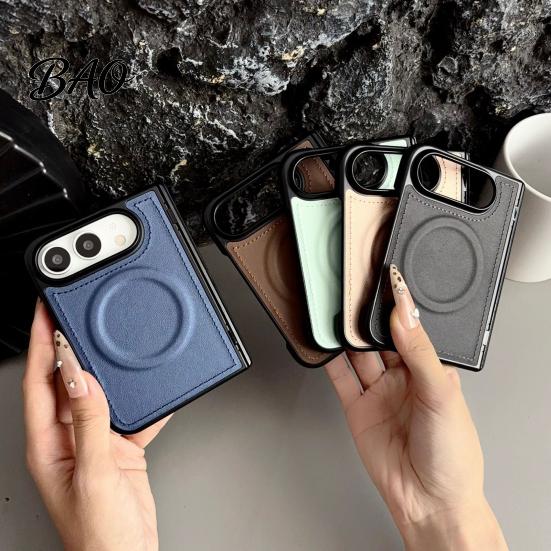 Magnetic Ring Protective Shell Case for IPhone 18, Faux Leather Phone Cover with Hinge Precise Fit Protection, Full Body Shockproof 18 Fold Protection