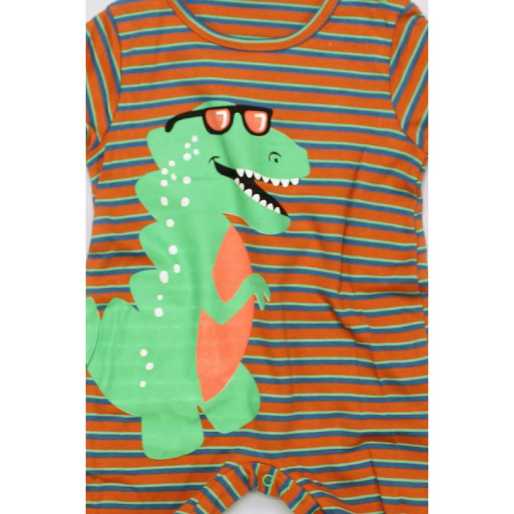 Sommer Baby Baby gekämmt 100 % Baumwolle gestreift Dino bedruckte Unterseite mit Skhpit Overall 11005