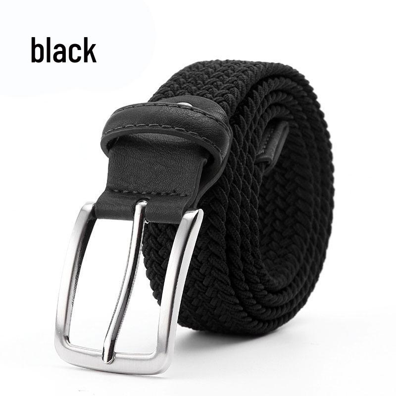 Stylish Men's and Women's Elastic Woven Belt with Pin Buckle