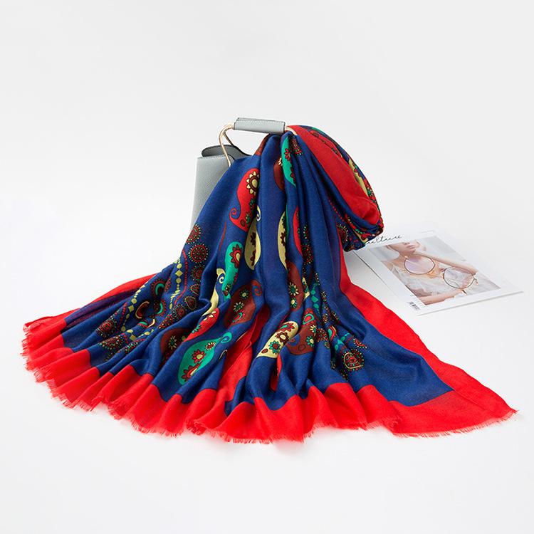 Twill Cotton Printing Cotton And Linen Ethnic Style Scarf Air Conditioner Warm Women'S Variety Sun Protection Shawl Silk Scarf