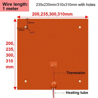 750W/500W 3D Printer Silicone Heating Pad 220V Heater Bed 200/235/300/310mm For 3D Printer Flexible Heater Heating's Mat