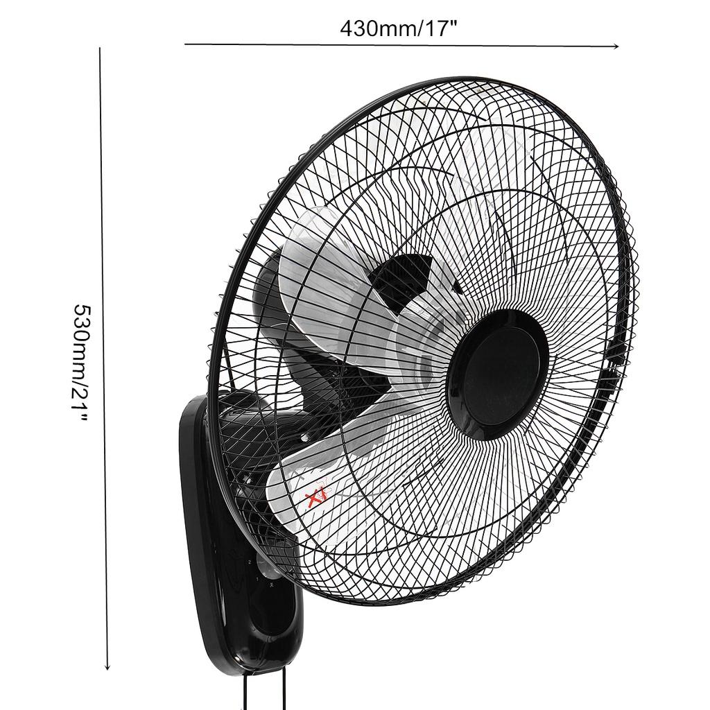 Ventilatore da Parete Oscillante 60W 220V a 3 Velocità per Casa Ristorante Ventilatore Industriale Regolabile per Raffreddamento Aria Ventilatore Elettrico con Telecomando