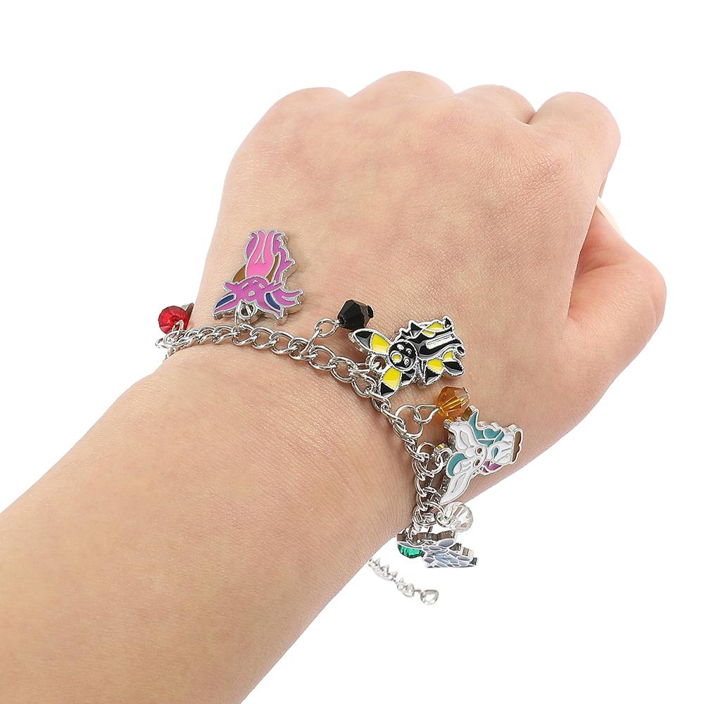 Anime Bracelet Women Eevee Pendant Enamel Charm Bangle Hand Chain Cute Cartoon Fashion Jewelry Gifts Girl for Kid Friendly Entertaining Fun Play Safe