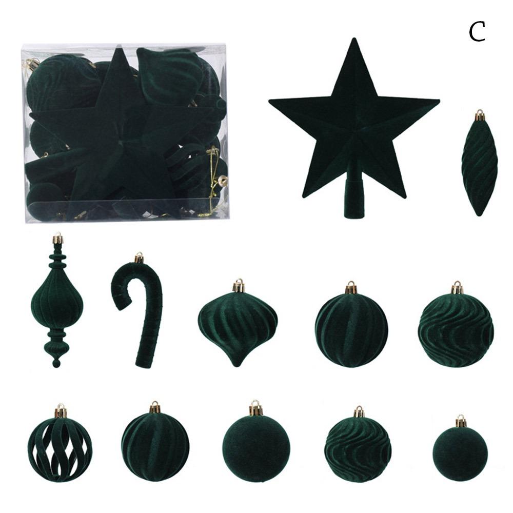 9/12/30 Pcs/set flannel Christmas Ball Set Hollow-out 6/8cm Xmas Tree Hanging Pendant Hanging Red Christmas Decorations