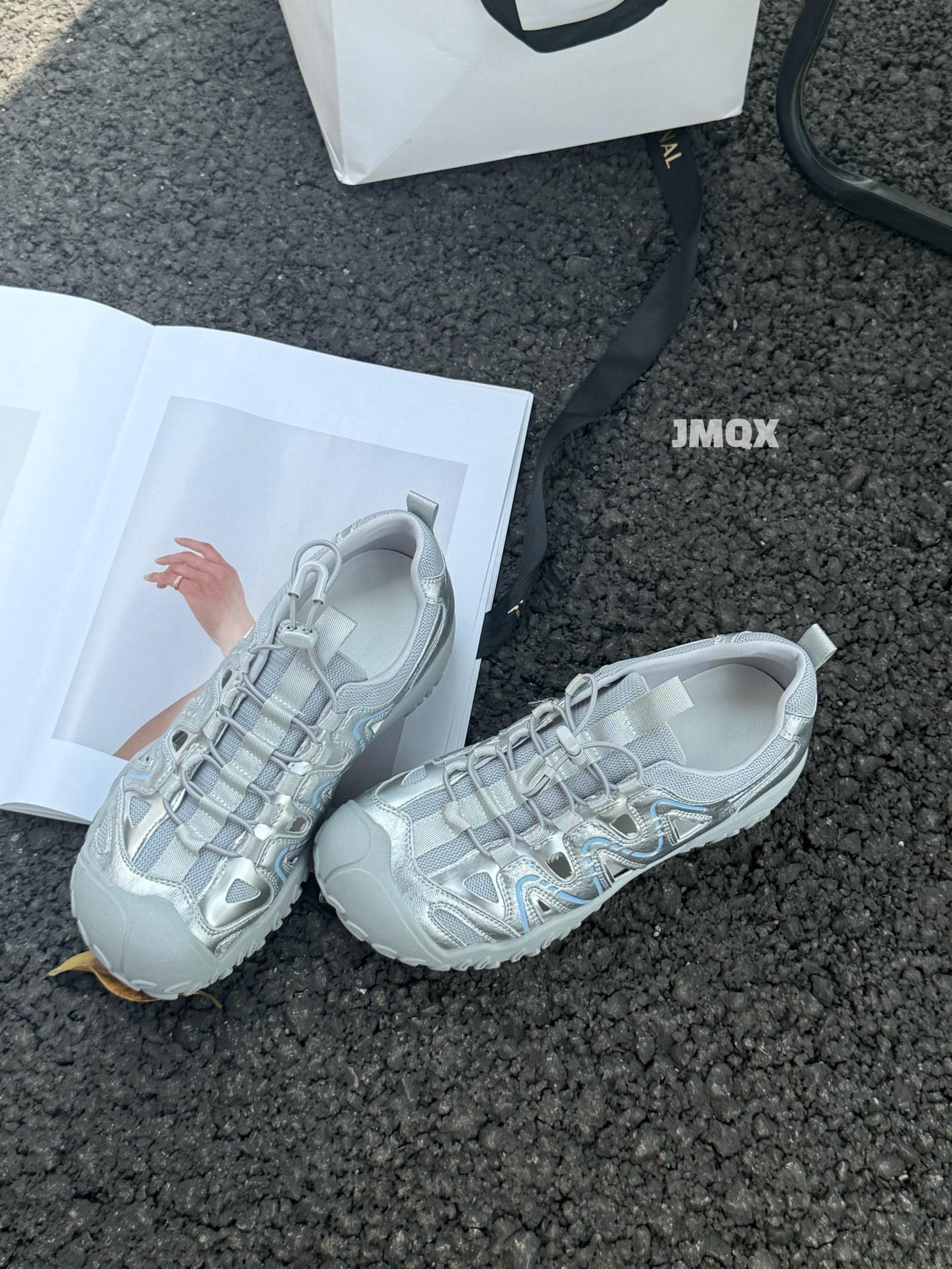 

Модная уличная полая повседневная обувь женская летняя новая уродливая милая обувь для бега спортивная обувь обувь для хайкинга обувь для папы 35 серебряный