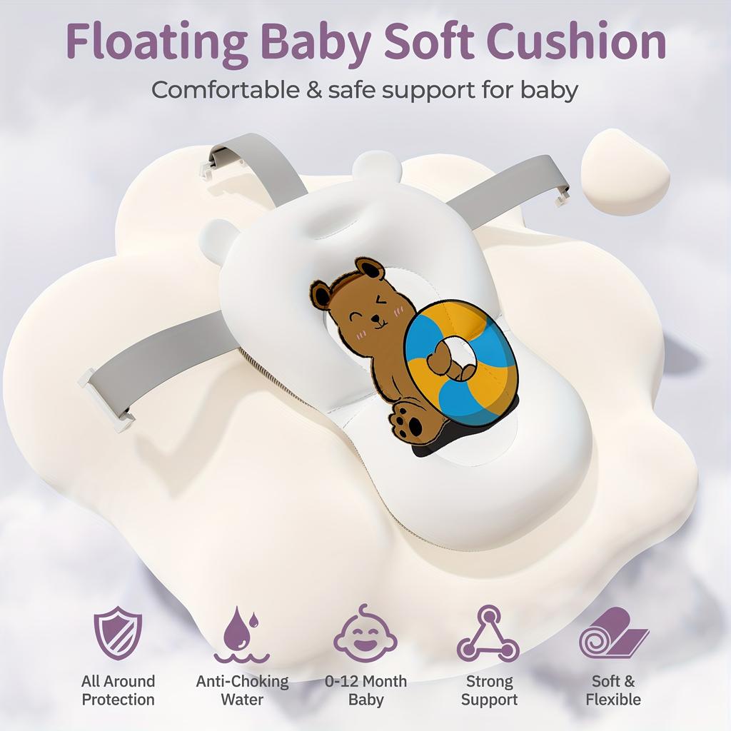 Collapsible Bathtub, Foldable Bathtub With Soft Cushion And Thermometer, Portable Travel Bathtub, Durable Bath Tub With No-Slip Feet