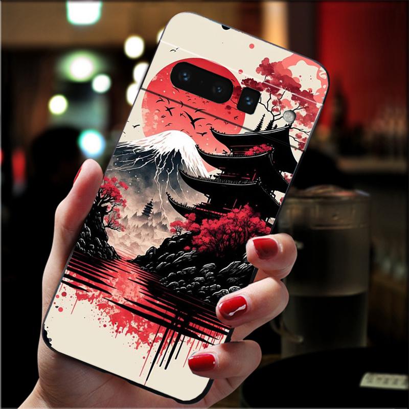 Phone Case For Google Pixel 10 Pro 9 Pro XL 9A 8 7 6 Pro Pixel 8A 7A 6A Pixel 8 7 6 5 Japan Sceneary Cherry Flower Mountain