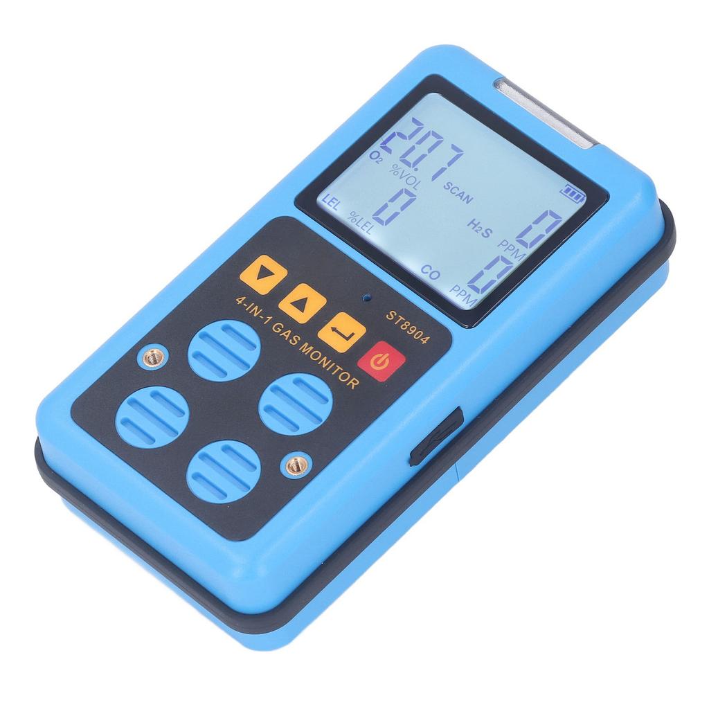 Gas Monitor 4 In 1 CO H2S O2 LEL Accurate Measurement Sound Light Vibration Alarm Backlit Display