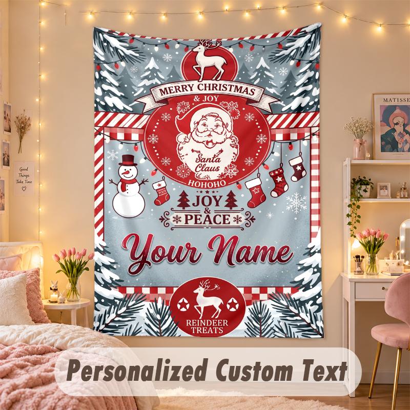 Wall Hanging TapestryChristmas Custom Name Print Art For Indoor Home Room Decoration Holiday Gift