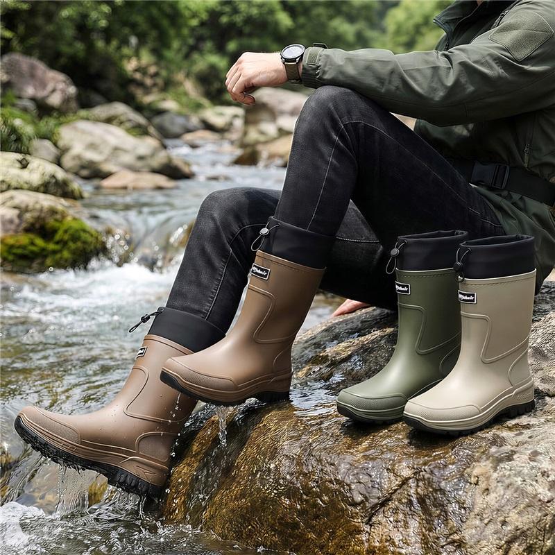 Vidurio blauzdos lietaus batai Vandeniui atsparūs PVC Guminiai Wellies Kvėpuojantis Tinklelio pamušalas Neslystantis padas Lauko Žvejybos Sodininkystės Darbo Lietaus batai