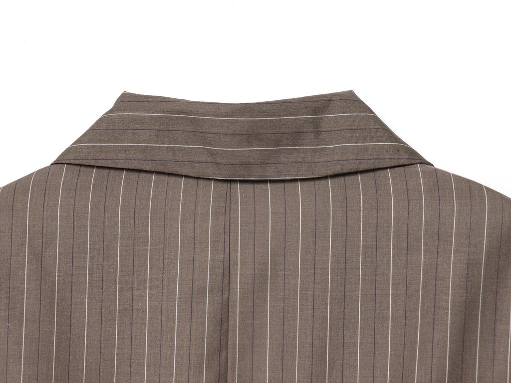 Striped Padded Shoulder Suit Jacket & Pleated Trousers Set