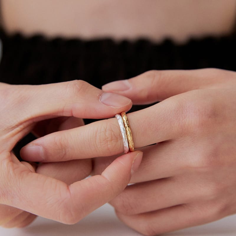 OR D`OR Wood Texture Layered Open Ring