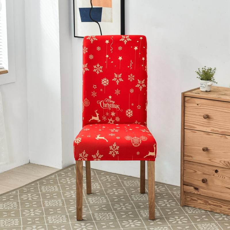 Chair Cover Dining Room Christmas Decor 2025 Santa Claus Snowflake Print Office Chair Covers Stretch Removable Chair Seat Cover