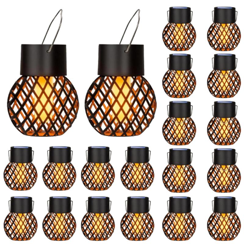 Solar LED Outdoor Flame Effect Hanging Lantern Out Waterproof Garden Decoration Lamp Solar Fairy Light For Patio Garden Yard