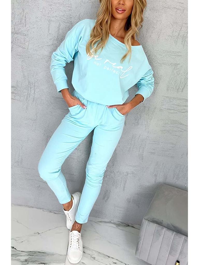 2024 Jesień Europejski i Amerykański Damski Nowy Zestaw Top z Długim Rękawem i Spodnie z Nadrukiem