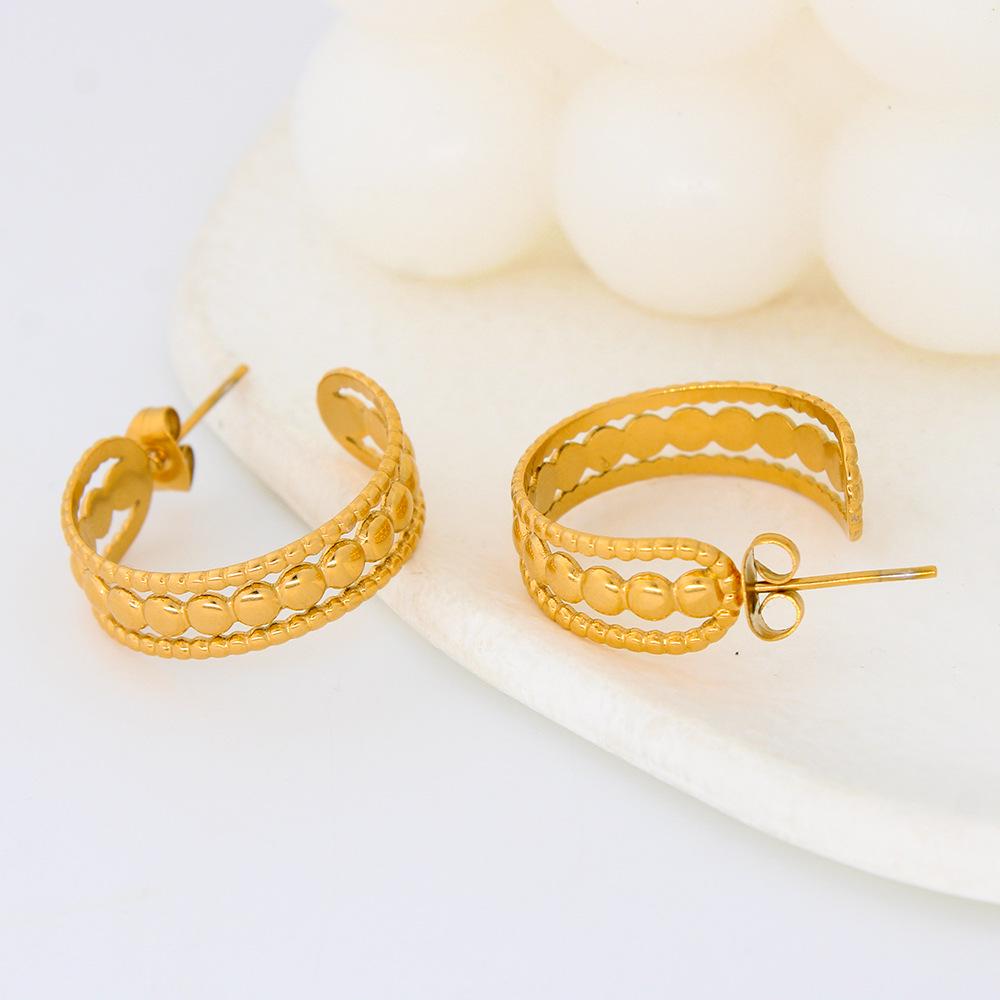 C-Shaped Stainless Steel Retro Earrings: Unique Geometric Design, European  American Style