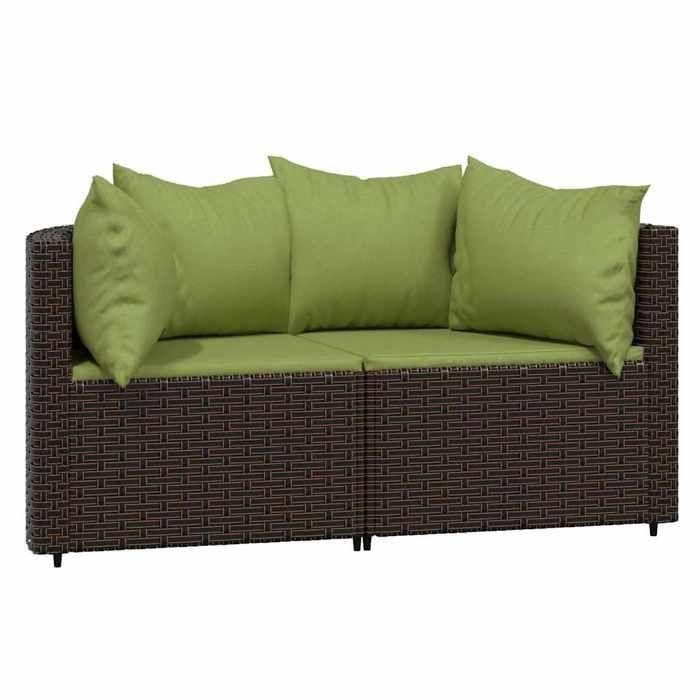 VidaXL Garden Corner Sofas and Cushions 2pcs Brown Wicker, Sofa, Garden Sofa, Sectional Corner Sofa, 319838
