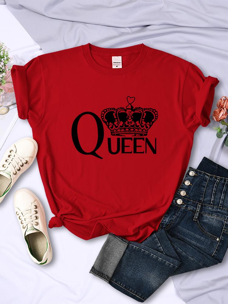 

Queen S Big Crown Printed Women T Shirts Breathable Summer Short Sleeve Street Hip Hop Tee Clothing O-Neck Casual Female Tops L