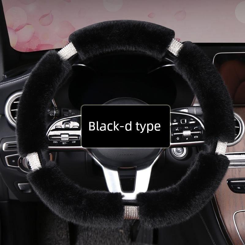 Car Steering Wheel Cover Winter Warm Short Plush Universal Car Handle Cover Trendy Cute Goddess Fashion Style Interior Decoration