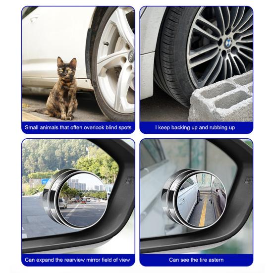 2Pcs Suction Cup Car Convex Blind Spot Mirrors 360-Degree Rotation Fog-proof Removable Convex Wide Angle Rear View Mirrors