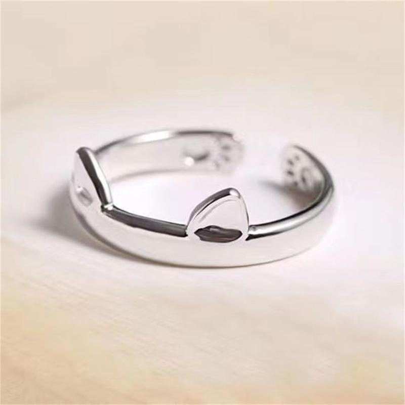 Trendy Cat Paw and Ear Ring for Girls, Minimalist Indie Pet Jewelry, Open Design Finger Ring