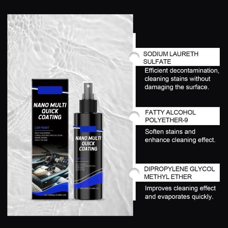 Car Upholstery & Seat Cleaner 100ml with Low Foam Formula Auto Detailing Sprays Cleaning Solution for Leather & Carpet