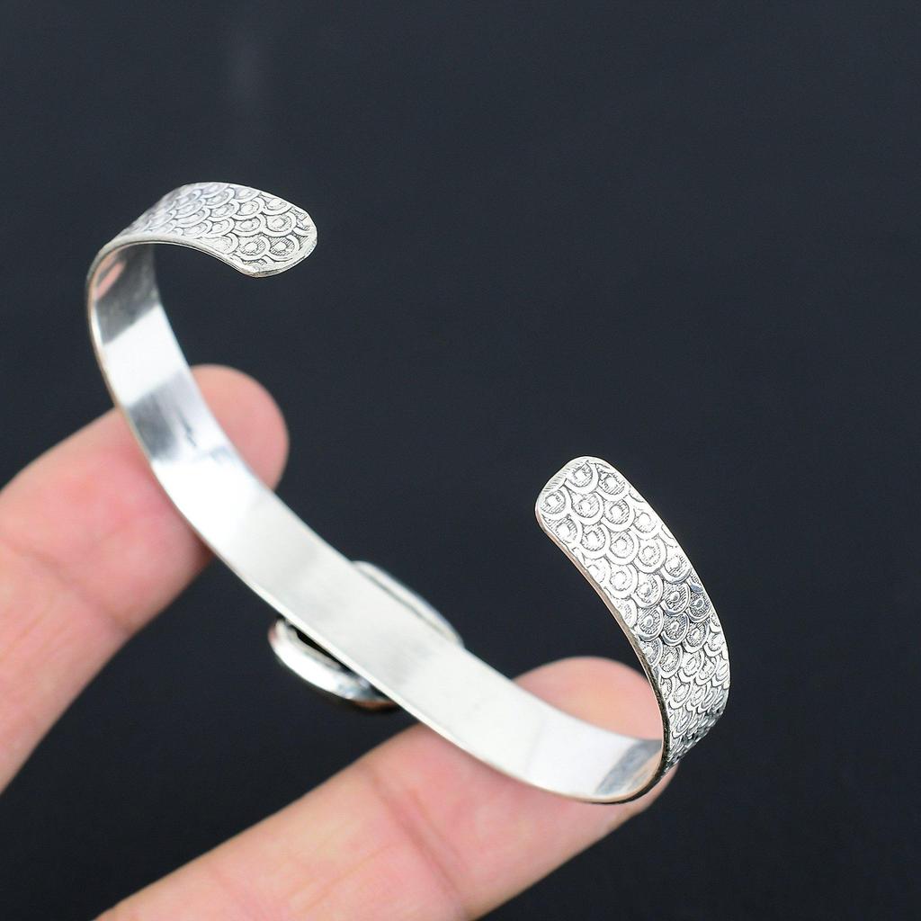 Daughters Day Sale Sterling Silver Dendritic Tiger Stone Trendy Bangle Jewelry