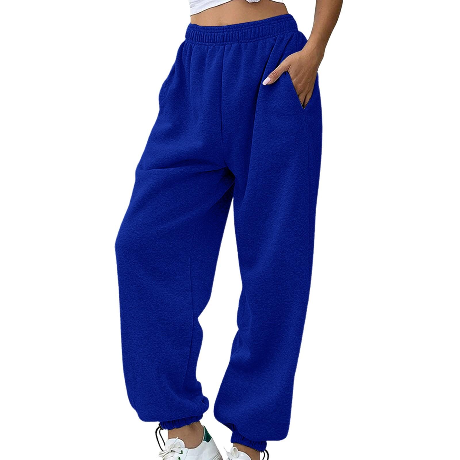 

Women s Fashionable Sports Sweatpants With Velvet Straps And Front And Rear Pockets M синий