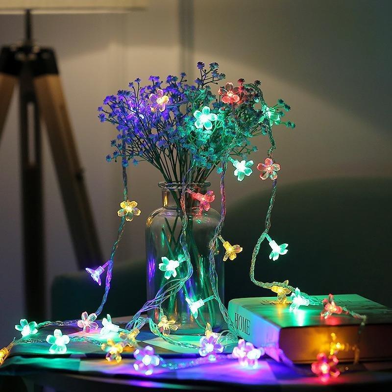 Outdoor Garden Sakura Flower Solar Lamp 10/20/50LED String Fairy Lights Solar Garlands Garden Christmas Courtyard Decor