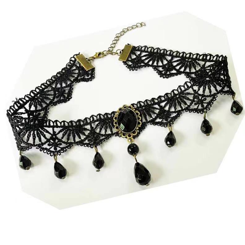 Gothic Spice Girl Necklace Black Tassel Clavicle Chain Light Luxury Temperament Collar