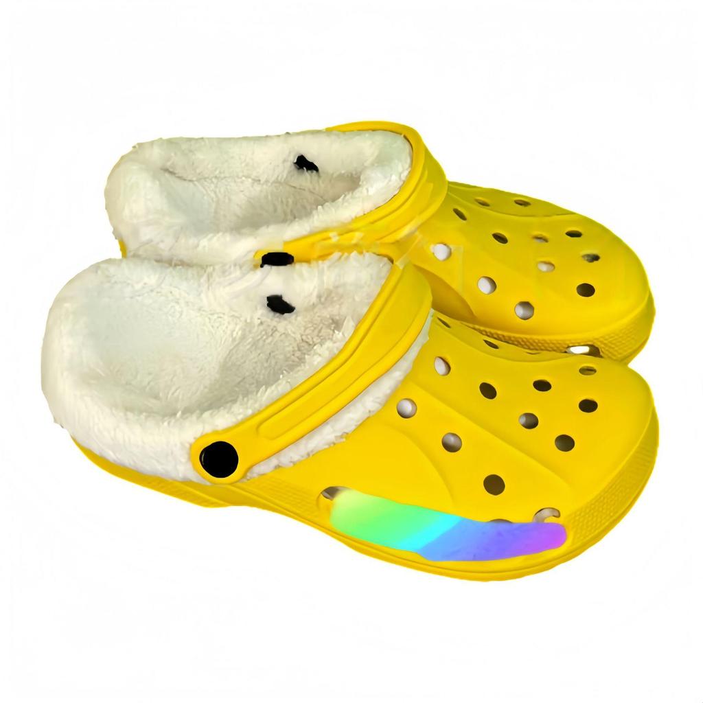 Beiya Fleece-Lined Wool Slippers - Men's & Women's Warm Cotton Hole Shoes for Autumn/Winter