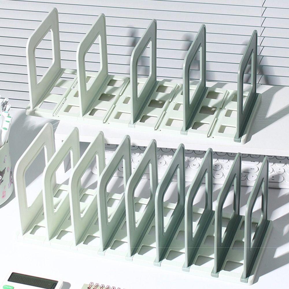 Adjustable Detachable Bookends Dividers 8 Compartments Vertical Book Holder Space Saving Easy To Install File Storage Bookshelf