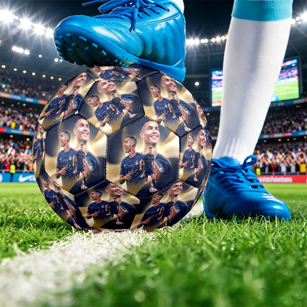 Pallone da Calcio Taglia 5 Stampato Cristiano Ronaldo Resistente all'Usura Standard Allenamento Adulti Regalo per Fan Partite Indoor Outdoor Sport