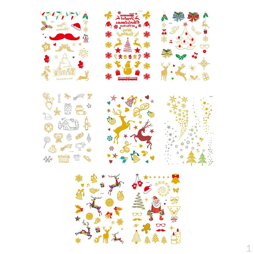 

8pcs Christmas Temporary Water Transfer Stickers Decals