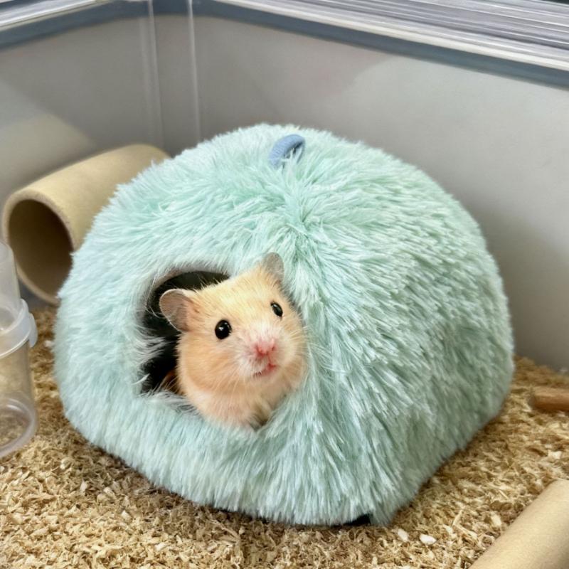 

Small Pet Nest Hamster House Winter Plush Security Hamster Nest Cages Winter Warm Hamster Nest Cute Small Animal Sleeping Bed 12X 12cm зелений