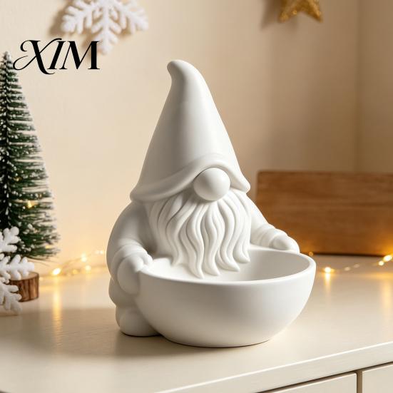 Decorative Candy Dish 3D Printed Gnome Bowl, Nordic Faceless Dish, Holiday Snack Holder Tabletop Key Bowl for Christmas Tiered Tray, Mantel,