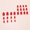 Simple temperament, white and bright red fake nail patch, removable nail art piece 24 pieces