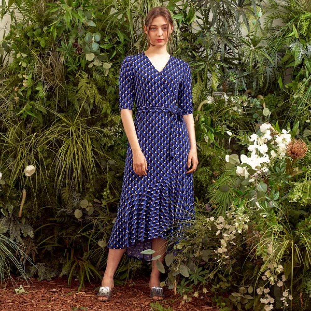 Lipbbam Frill Wrap Dress 3 4 Sleeve Creora Viviane Ldm42dj01