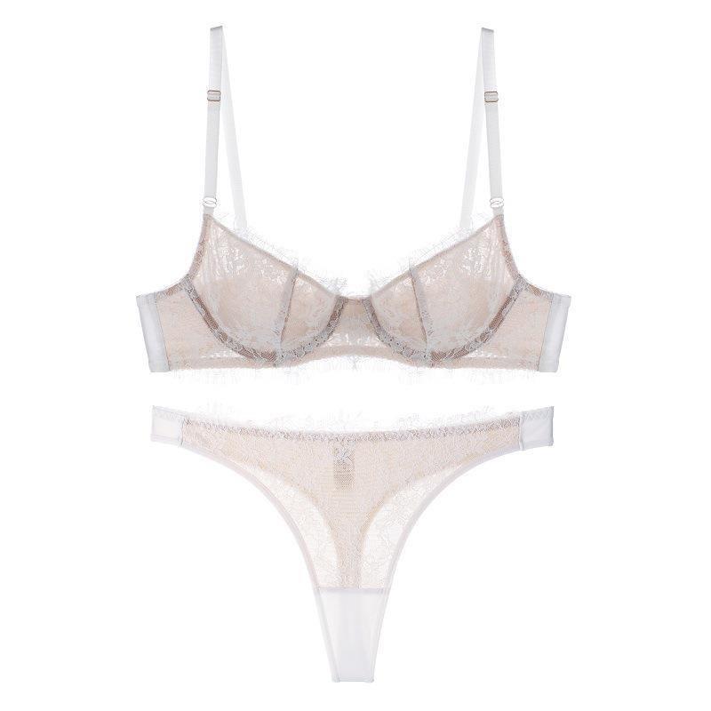 

Французское женское нижнее белье сексуальное ультратонкое кружевное нижнее белье с ресничками большой бюст маленький против провисания большой размер чашки бюстгальтера M