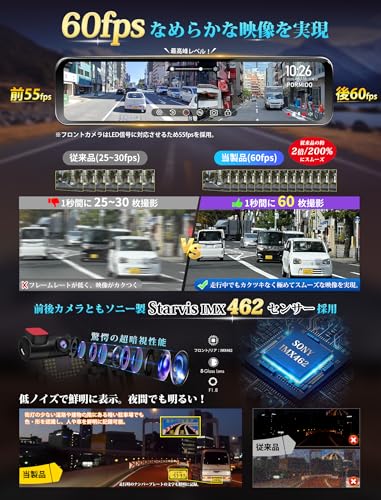 PORMIDOAUTO Mirror-Type Dash Cam [Highest-Quality Specs Ever: 60fps Front and Rear Cameras, Sony IMX462 Sensor, 11-Inch Ultra-Bright LCD Screen, Autom