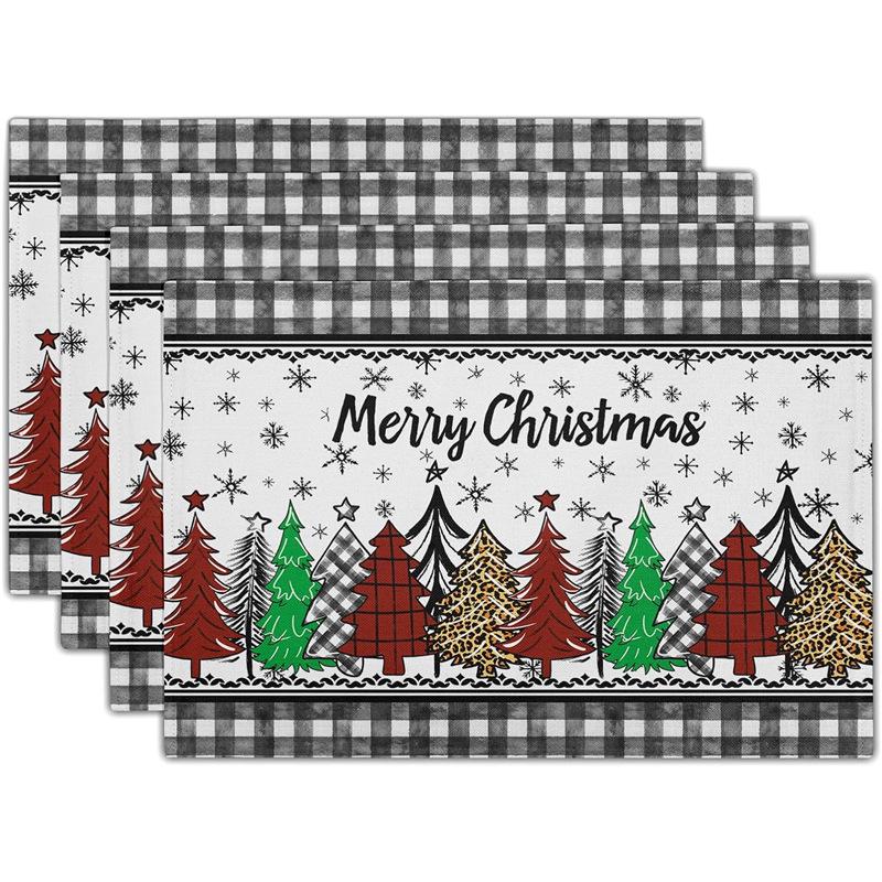 New Christmas Linen Square Placemat - Festive Party Tablecloth Decor, Beautify Coffee Table Mat.