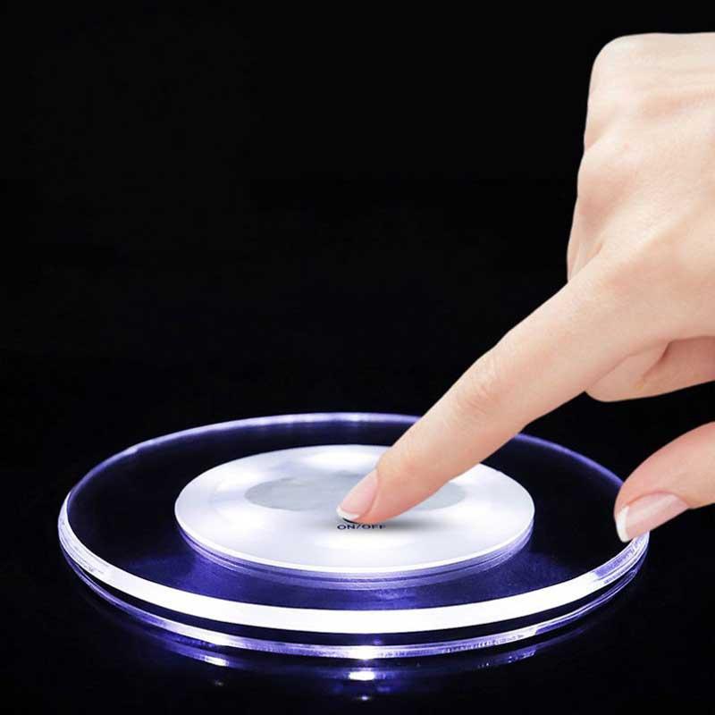 Akryl Kristall Ultratunn Kreativitet Led Lysande Underlägg Bar Cocktail Blinkande Bas Party Underlägg