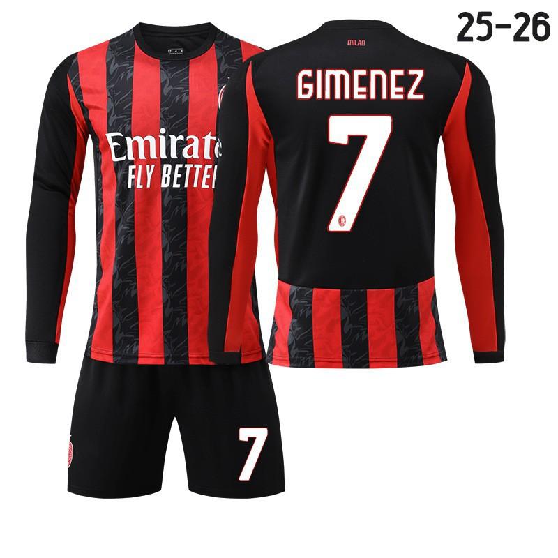 2526 Milan AC Home Football Uniform Long-sleeved Jerseys Children's Set No. 14 Modric 11 Ibrakaka