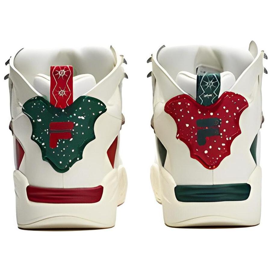 FILA Fusion Desperado Christmas Round Toe Lace-Up Mid-Top Basketball Shoes Women sneaker White Red T12W313211FAC