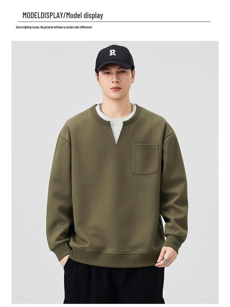 Herren Hoodie mit gefälschtem Zweiteiler, schwere Qualität - Lässiges Langarm-Oberteil für Herbst 2025, Neue Amerikanische Sportbekleidung Jacke